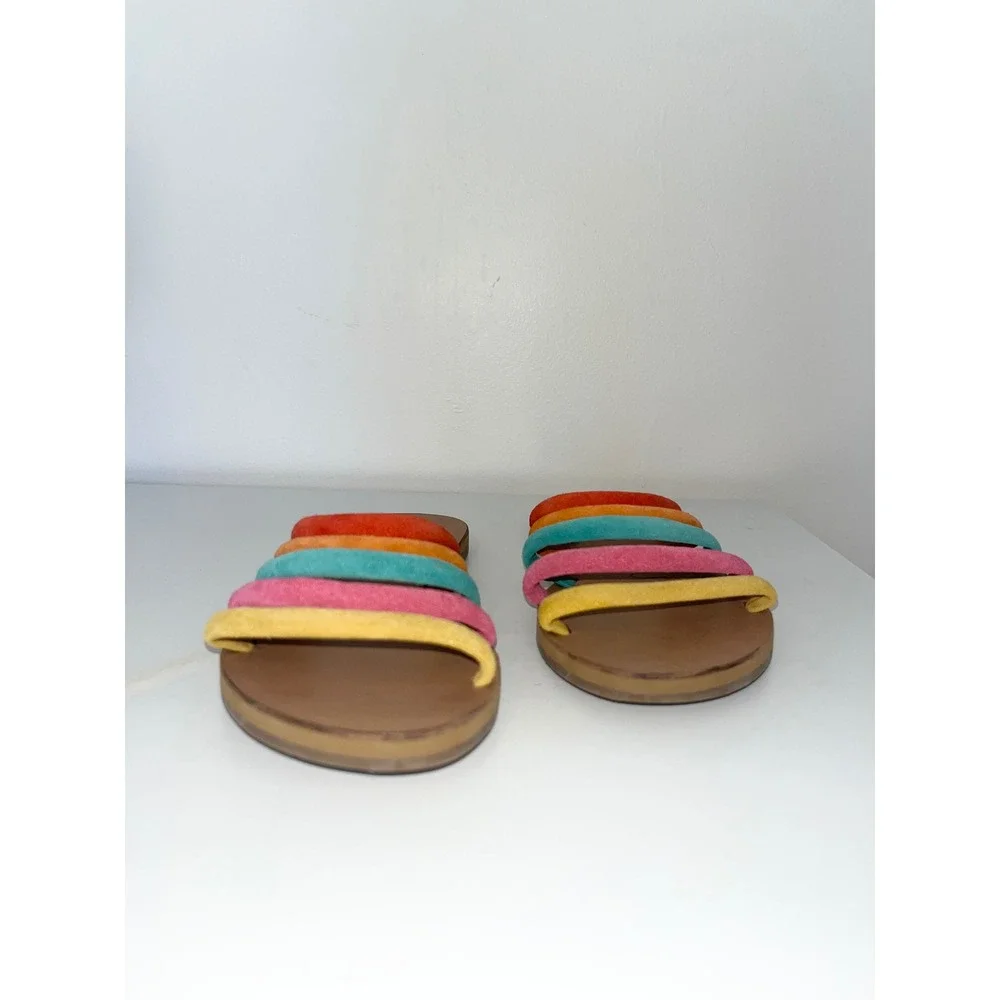 Musse & Cloud‎ Jazzy Suede Flat Slip Ons Sandals Multi Rainbow Youth Womens 5